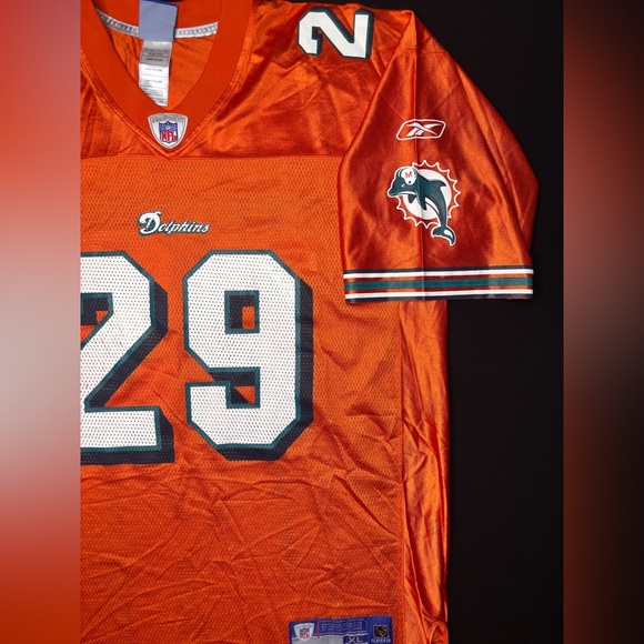 RARE ORANGE  Miami Dolphins  #29 Sam Madison JERSEY NFL REEBOK Men’s XL - Picture 5 of 9